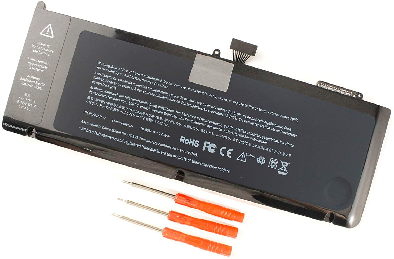 A1321 A1286 Laptop Battery for MacBook Pro 15 Inch Mid 2009 Mid 2010, Replacement for MacBook Pro Battery A1321 A1286 MC371LL/A MC372LL/A MB985 MB986 MC118 77.5WH